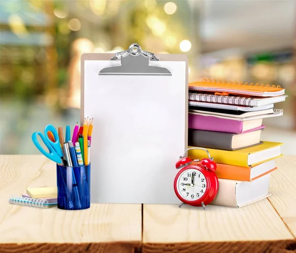 Volta Composição Escola Mesa Madeira — Fotografia de Stock