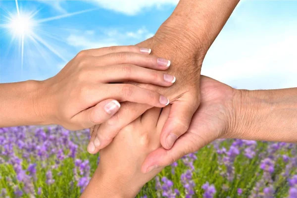 Genç ve yaşlı insanların elleri 