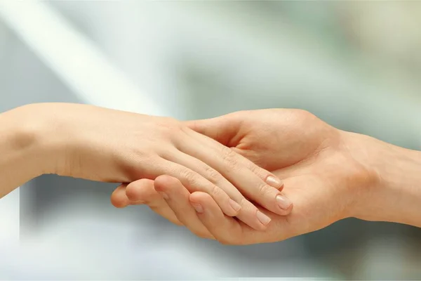 Close Image Male Hand Holding Woman — стоковое фото