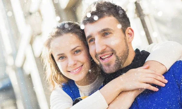 Portrait Happy Couple Winter — Stock Photo, Image