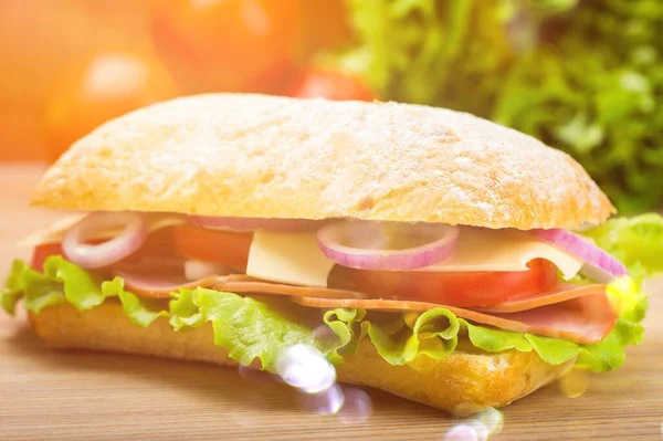 Sandwich Met Ham Kaas Sla Tomaten — Stockfoto