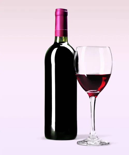 Червоне Вино Склянці Пляшці — стокове фото
