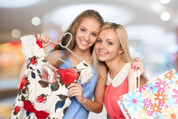 two girls shopping in the city