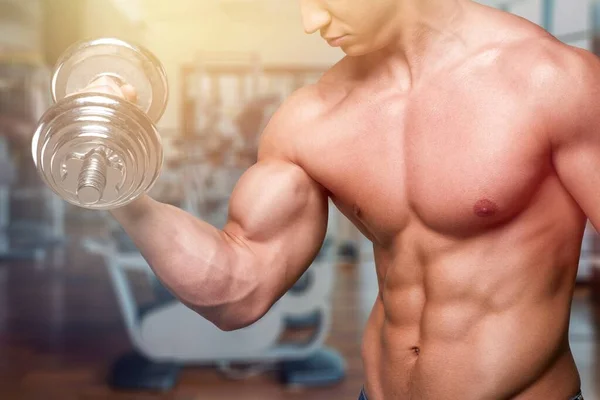 Strong Bodybuilder Training Gym — Stock Photo, Image