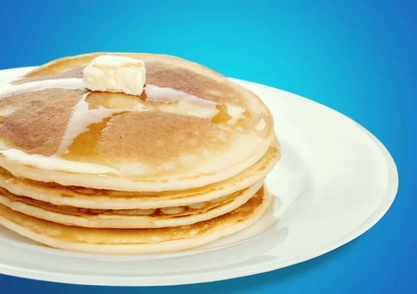 Stapel Leckerer Pfannkuchen Hausgemachtes Frühstück — Stockfoto