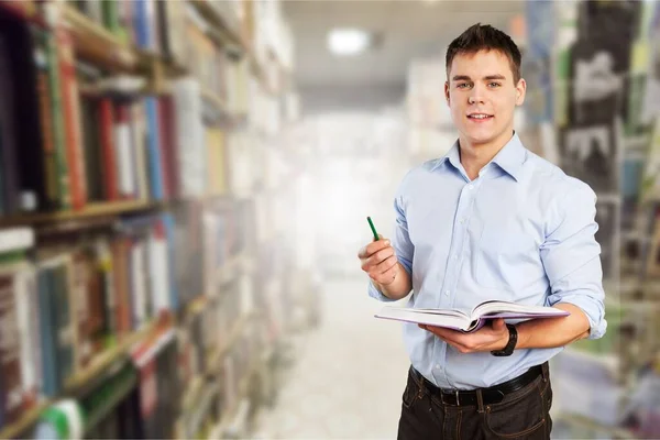 Young Man Library — Stock Photo, Image