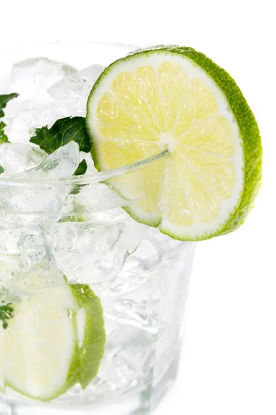 Φρέσκο Mojito Cocktail Ποτήρι Προβολή Μεγέθυνση — Φωτογραφία Αρχείου