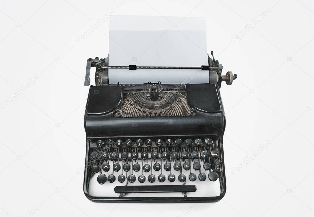 Typewriter over white background