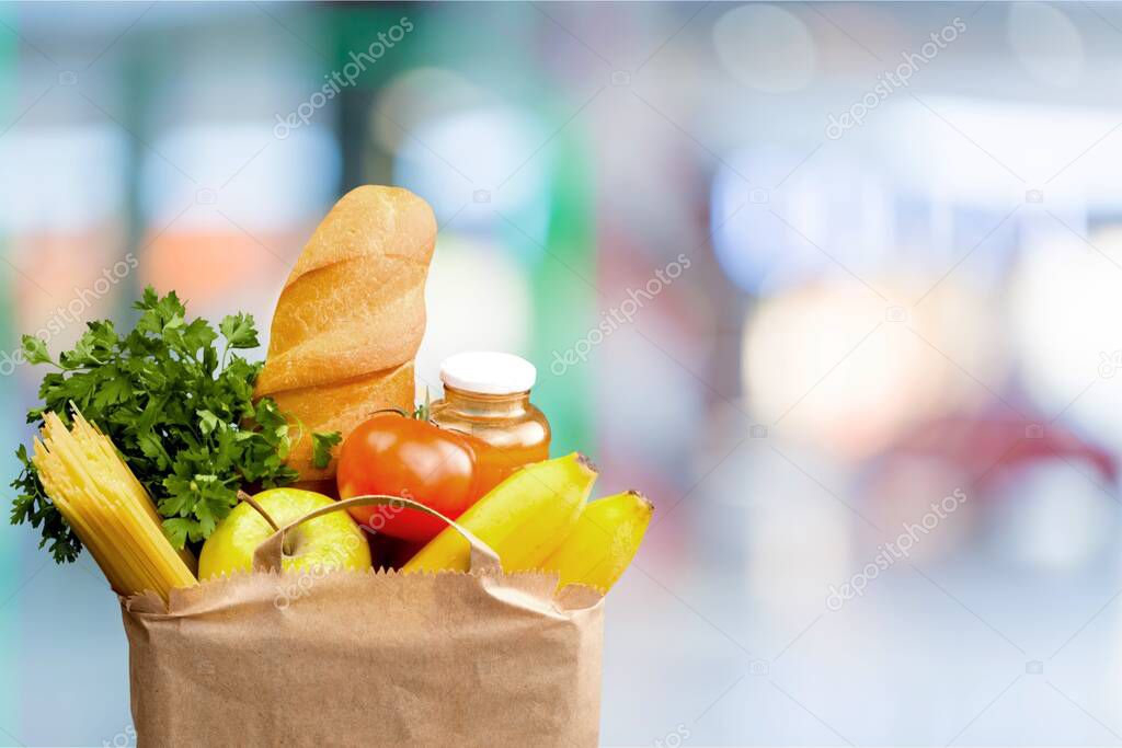Full shopping  bag, isolated over  background