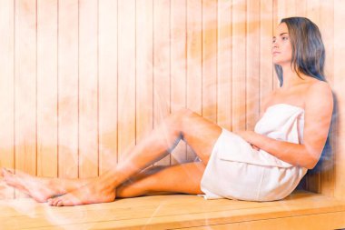 genç güzel rahat kadın Sauna  