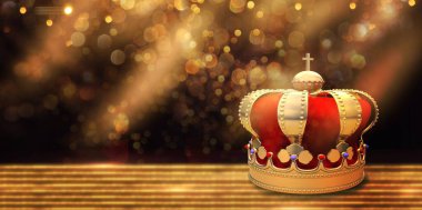 Bokeh festivalinin arka planında altın taç