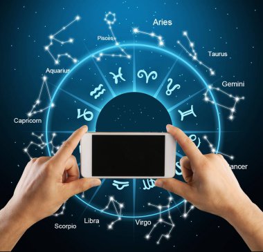 Boş ekranlı akıllı telefonu tutan eller