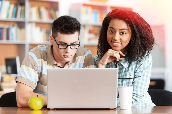 Two Students Working Together Office — Stock Photo, Image