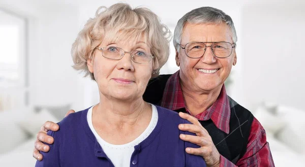 Portrait Happy Senior Couple Light Background — Stock Photo, Image