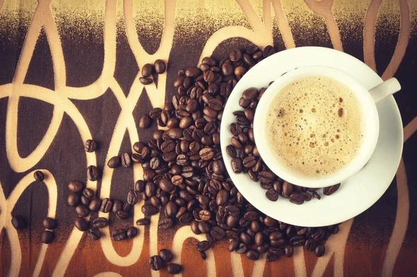 Tasse Heißen Kaffee Auf Hintergrund Nahaufnahme — Stockfoto