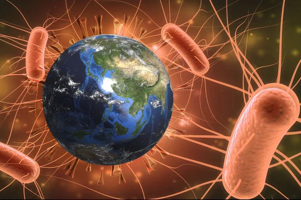 Coronavirus Pakman Dünyaya Saldırıyor Salgın Covid — Stok fotoğraf