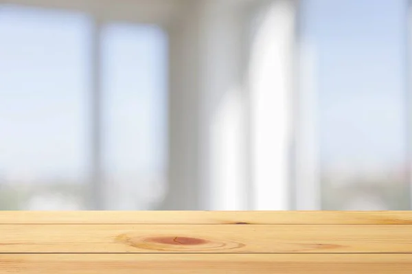 Empty Wooden Table Top Blur Background — Stock Photo, Image