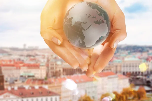 Hands Person Holding Globe — Stock Photo, Image