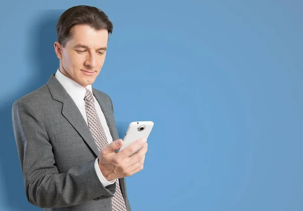 Hombre Negocios Con Teléfono Móvil Smartphone —  Fotos de Stock