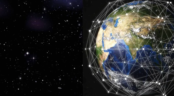 dünya küresi ile dijital arkaplanı sabitle 