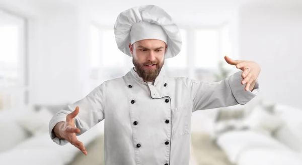 Krásný Kuchař Uniformě — Stock fotografie