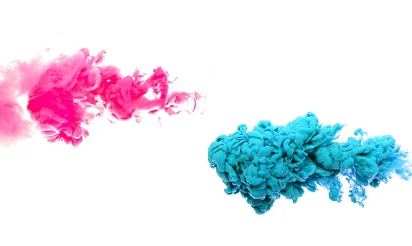 Blue Pink Paint Splashes Isolated White Background — Stock Photo, Image