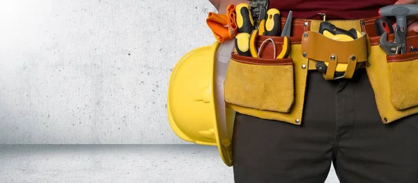 Young Man Worker Tool Belt — Stock Photo, Image