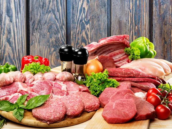 Carne Fresca Bruto Variada — Fotografia de Stock