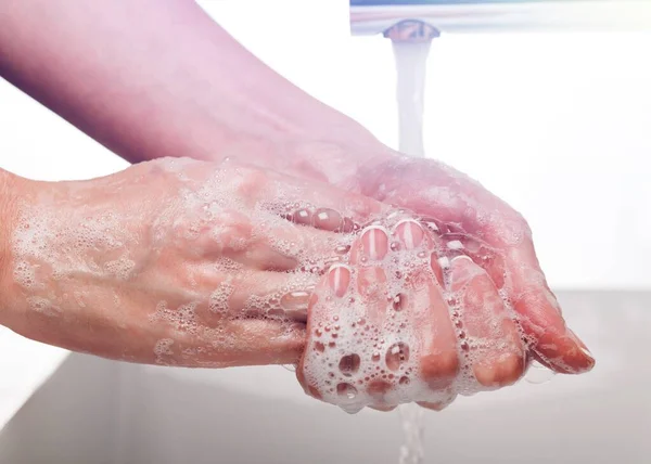 Concept Hygiène Laver Les Mains Avec Savon — Photo