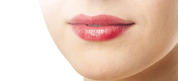 Hermoso Maquillaje Glamour Labios Brillo Rojo — Foto de Stock