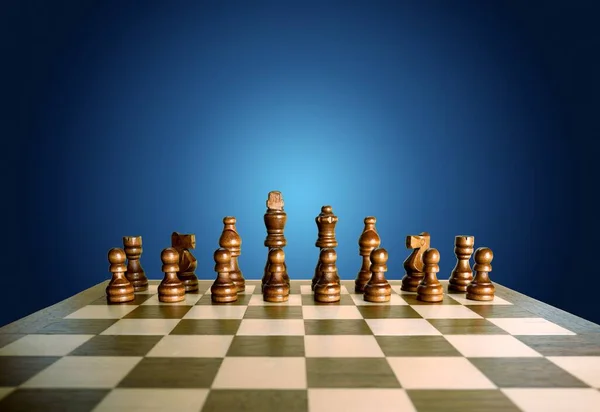Шахові Фігури Столі Концепція Стратегії — стокове фото