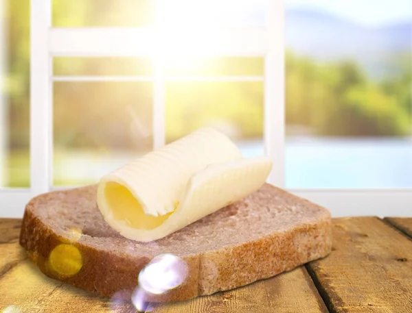 Chleb Masłem Tle — Zdjęcie stockowe