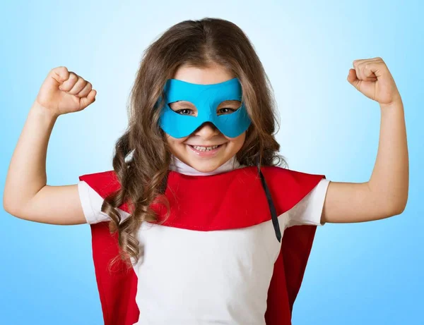 Mała Dziewczynka Kostiumie Superbohatera — Zdjęcie stockowe