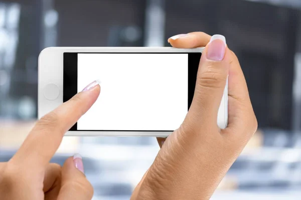 Hand Holding Smartphone Blank Screen — Stock Photo, Image