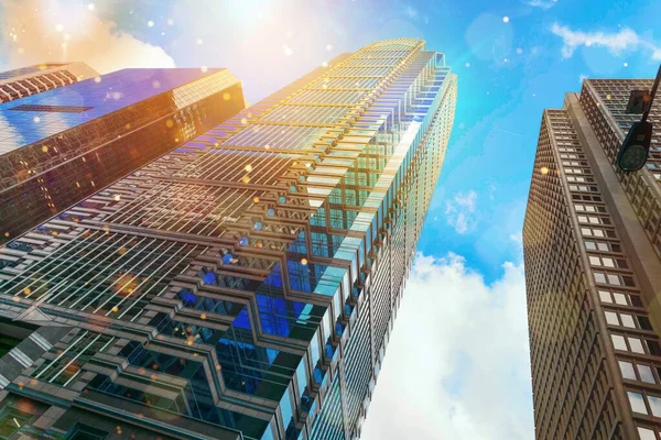 Arka planda modern ofis binaları