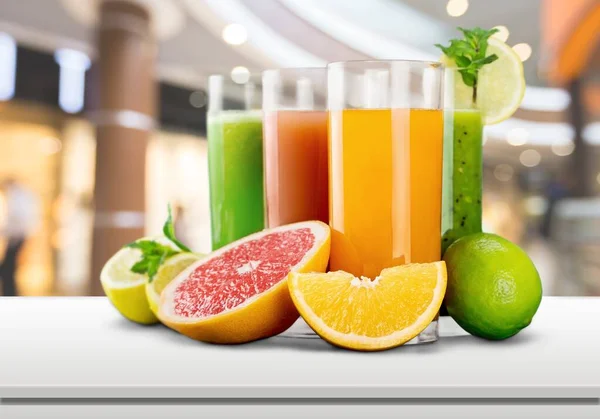 Fresh Citrus Juices Glasses Table — Stock Photo, Image