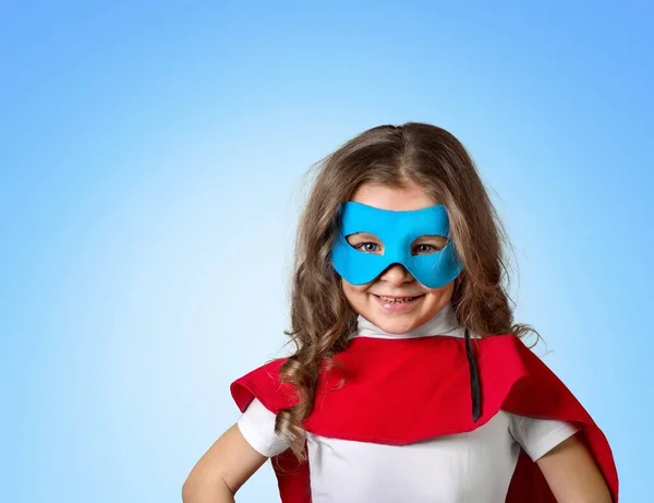 Mała Dziewczynka Kostiumie Superbohatera — Zdjęcie stockowe