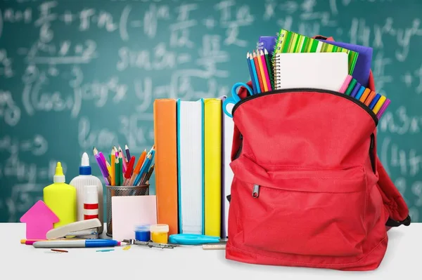 Schoolspullen Tafel Terug Naar School Concept — Stockfoto