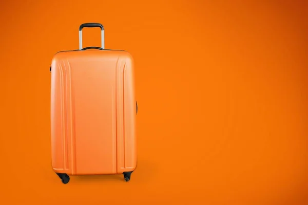 Valigia Viaggio Sfondo Arancione — Foto Stock