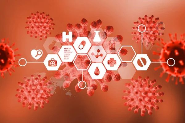 Primer Plano Las Células Víricas Bacterias Fondo — Foto de Stock