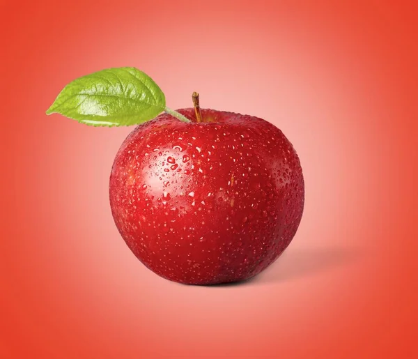 Gros Plan Sur Pomme Rouge Fraîche — Photo