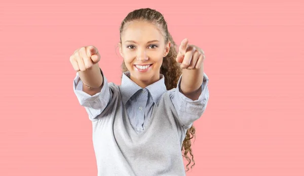 Young Woman Pointing Camera — Stock Photo, Image