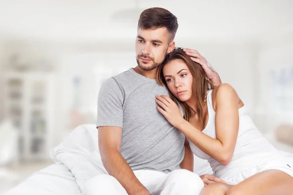 Young Couple Love Bedroom — Stock Photo, Image