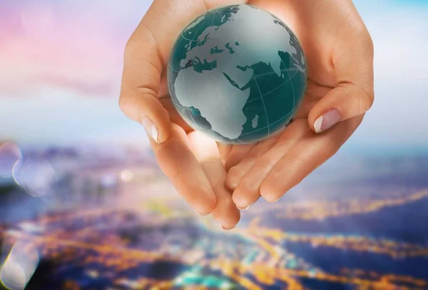 Hands Person Holding Globe — Stock Photo, Image