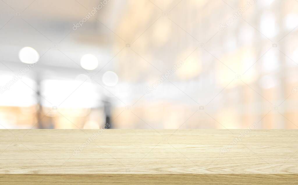 empty table and blur restaurant in the background