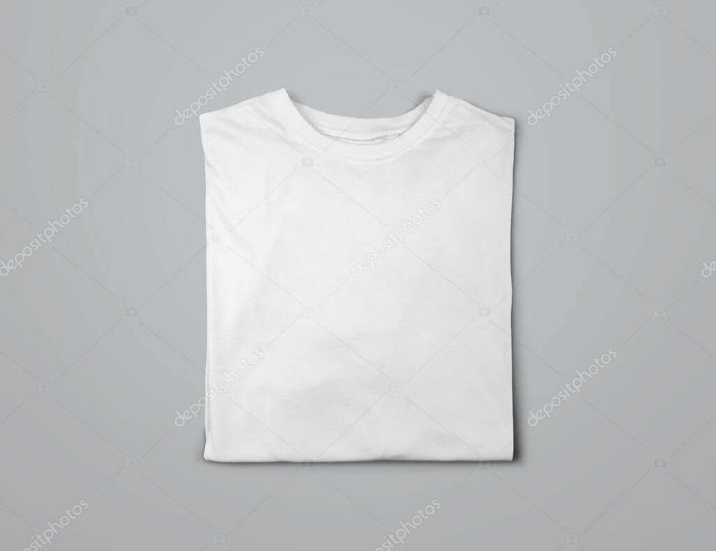 blank white t-shirt on grey background