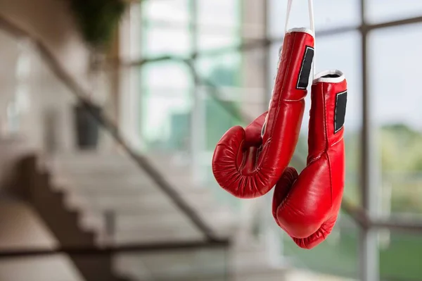 Luvas Boxe Vermelho Ginásio — Fotografia de Stock