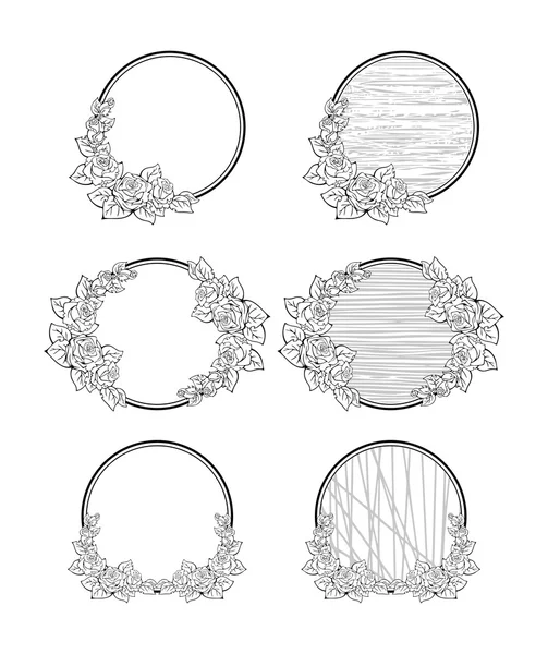 Dekoratif vektör çerçeve çiçek elemanları ile grafik tarzı — Stok Vektör