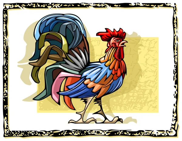 Gallo estilizado en el estilo decorativo lineal original — Archivo Imágenes Vectoriales