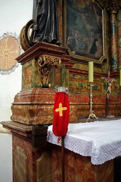 Ancient Catholic Church Indoors Details Altar Surroundings Zagreb Croatia Europe — Stock Photo, Image